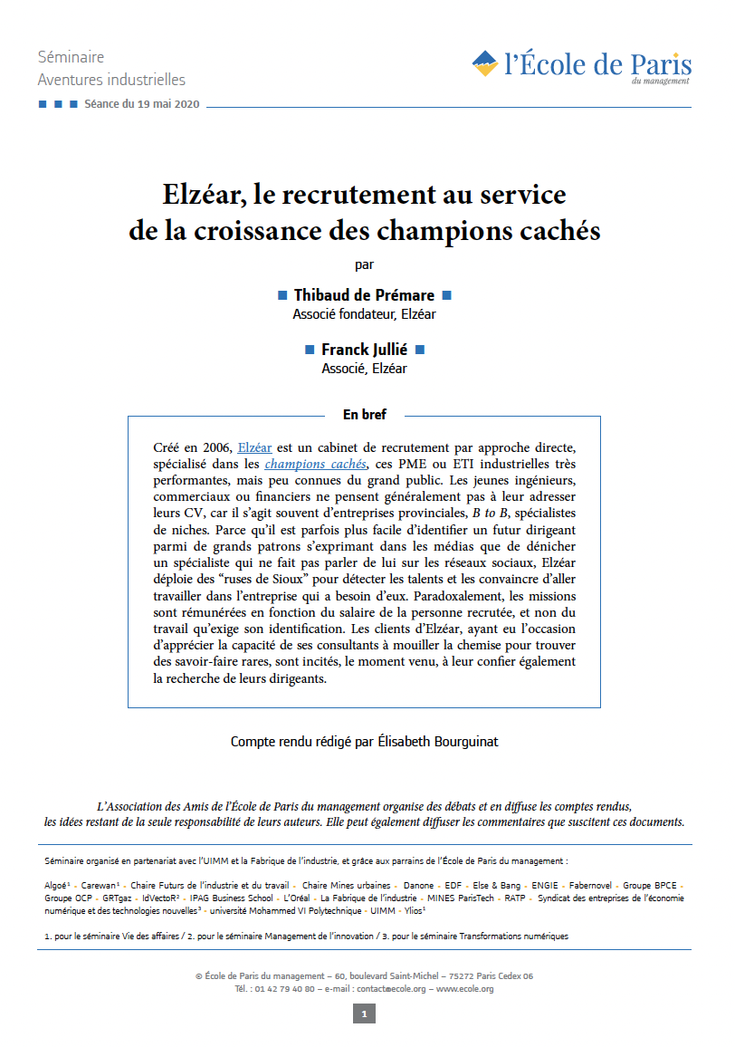 Elzéar, le recrutement au service de la croissance des champions cachés